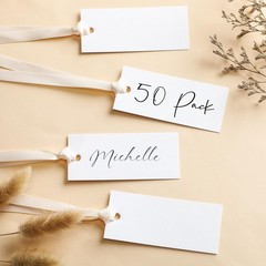 Wedding Place Cards 50pcs, 1.57 x 3.54 Inch Banquet Table Name Tags, Beige