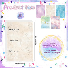 100 Sheets Tarot A5 Refills Papers for Planner Insert Binder, 120GSM Thick Mysti