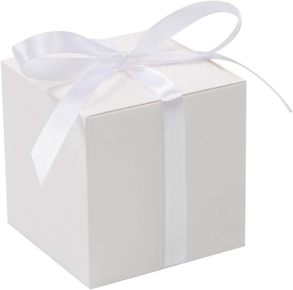 60Pcs Wedding Favor Boxes, Paper Gift Boxes 3X3X3 Inches Small Gift Boxes with R