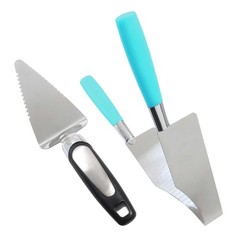 2PC Blue Cake Slicer Server Stainless Steel Serrated Cutter Dessert Pizza Pie