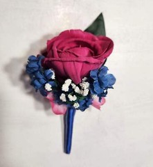Fuchsia Navy Blue Rose Calla Lily Sola Wood Bridal Wedding Bouquet Accessories