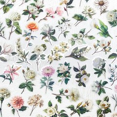 50pcs White Flower Scrapbook Stickers – Vintage Botanical Clear Floral Aes