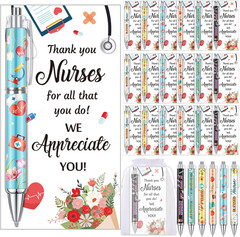 30 Set Nurse Gifts Bulk Nurse Ballpoint Pens and Thank You Cards with Bags Twist