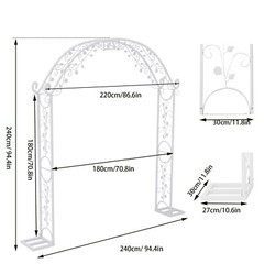 8FT Heavy Metal Wedding Arch Arbor for Bridal Party Elegant Decorations Outdoor