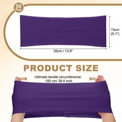 50 Pcs Spandex Chair Sashes Bows with Slider Buckle, Dark Purple