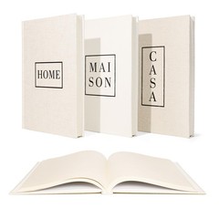 Linen Neutral Coffee Table Books Set of 3,Fashion Designer Hardcover Blank Bo…