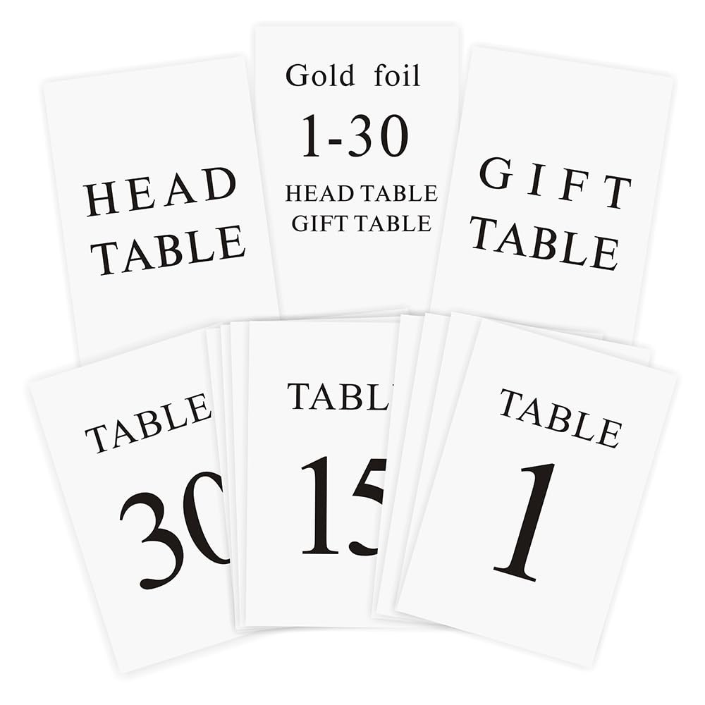 Black Wedding Table Numbers, 1-30, Centerpiece Decorations, 4inx6in, style 1