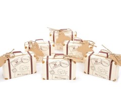 120 Pcs Mini Suitcase Favor Box Party Favor Candy Box, Vintage Kraft Paper