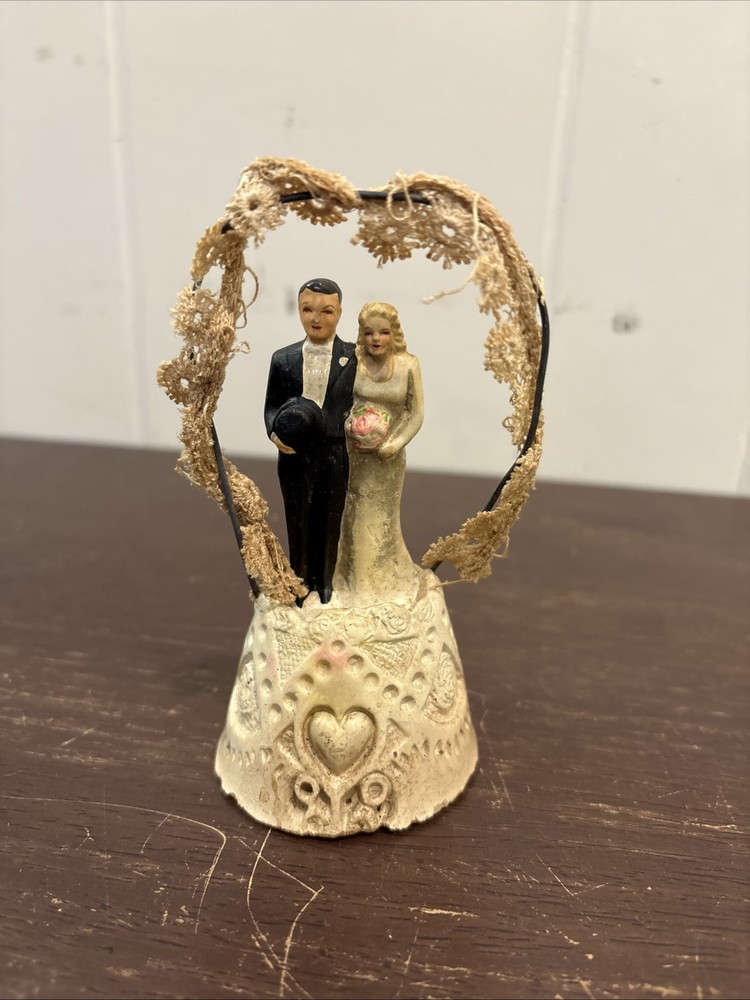 Vintage 1947 Plaster Wedding Cake Topper, Coast Novelty