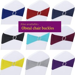 Obstal Spandex Chair Buckles for Wedding – 10 Pcs Sashes Bows Silver