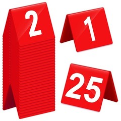 Acrylic Table Numbers 1-25 Double-Sided Tents for Weddings & Events – Red/White