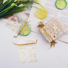 100 Pieces Moon Star Organza Jewelry Candy Bags, 2.7×3.5 Inch Sheer White Organz
