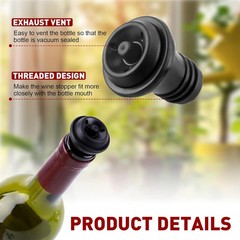 20 Pieces Wine Stoppers with Vacuum Pump Preserver Bottle Opaque