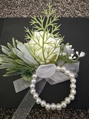 Ivory Corsage and Boutonniere Set for Wedding, Prom, Artificial Rose Flower