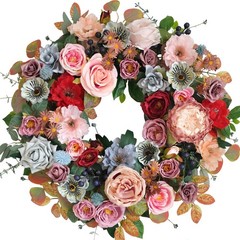 22 Inches Spring Summer Everyday Flower Wreath for Front Door, Artificial Ros…