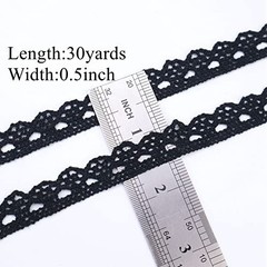 Lace Ribbon 30 Yards – Crochet Lace Trim Cotton for 0.5 inch*30yards Black