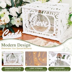 White PVC Storage for Wedding, 12.0 x 9.3 x 8.5 inches, Holds 300+ Cards, Wat…