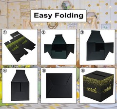 Black Gold Cards Box for Birthday Wedding Graduation Anniversary Money Holder