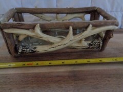 Deer antler Hunting Lodge Rustic country western statue Votive Candle Holder