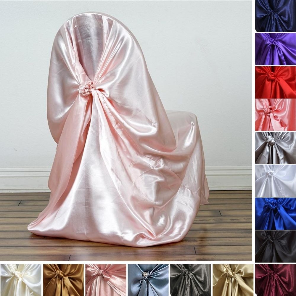 50 SATIN UNIVERSAL CHAIR COVERS Wedding Banquet Reception Ceremony Decorations
