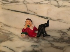 Vintage Cake Topper Boy on a Phone Small Figure 2″ x 2.5”