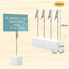 20 Pieces Place Card Holder Cube Photo Clips Holder with Alligator Clip Wood …