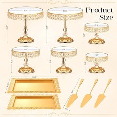 12 Pcs Gold Cake Stand Set Cake Display W/ Crystal Edge & Cupcake Display Tray