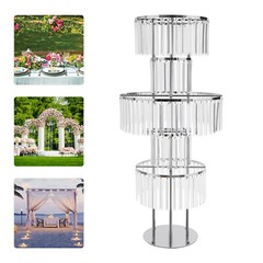 Silver Crystal Flower Stand 5 Tier Acrylic Display For Wedding Home Decor