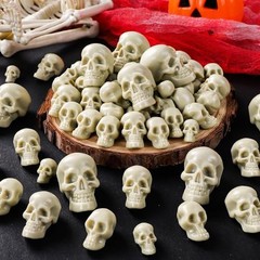 Vellibring 150 PCS Halloween Mini Skull Heads Decoration, 4size Bone Color