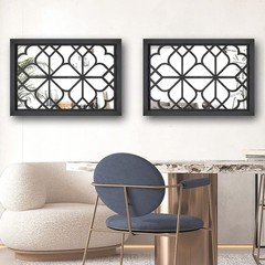 Wocred Set of 2 Rectangular Wall Mirror,Gorgeous Rustic Farmhouse Accent Mirr…