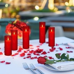 24-Pack Red Flameless LED Candles – Remote Control & Timer, 24pcs-Red Acrylic