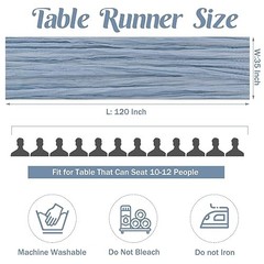 6 Pieces 10FT Cheesecloth Table Runner Boho Gauze 35″ x 120″-6 Pack Dusty Blue