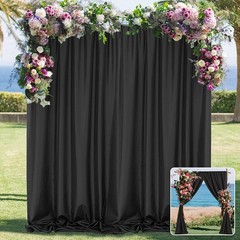 Black Backdrop Curtain for Party, Background Drapes Panels with Rod Pocket, W…