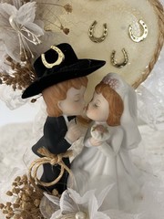 Western Wedding Cake Topper Handcrafted in the USA- Vintage