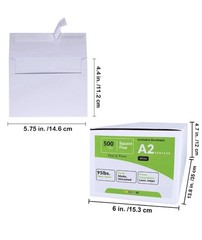 500 Pcs Bulk A2 Invitation Envelopes in White Peel & 500 White,