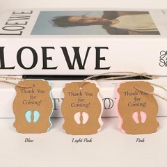 100pcs Baby Shower Tags Kraft Paper Gift Tag，Baby Feet Shower and Party Favors