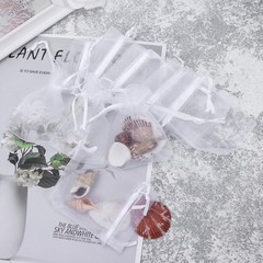 100Pcs Durable White Organza Gift Bags Drawstring Jewelry Pouches for Party Use