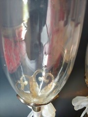 Vtg Champagne Flute Goblet Crystal Glass Wedding Toast Metal Cased Stem Barware