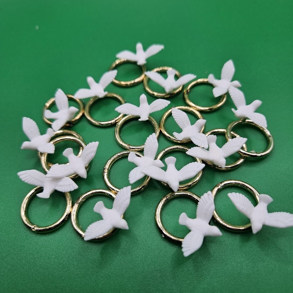 Dove on Gold Ring Cake Topper or Craft Item 17 total