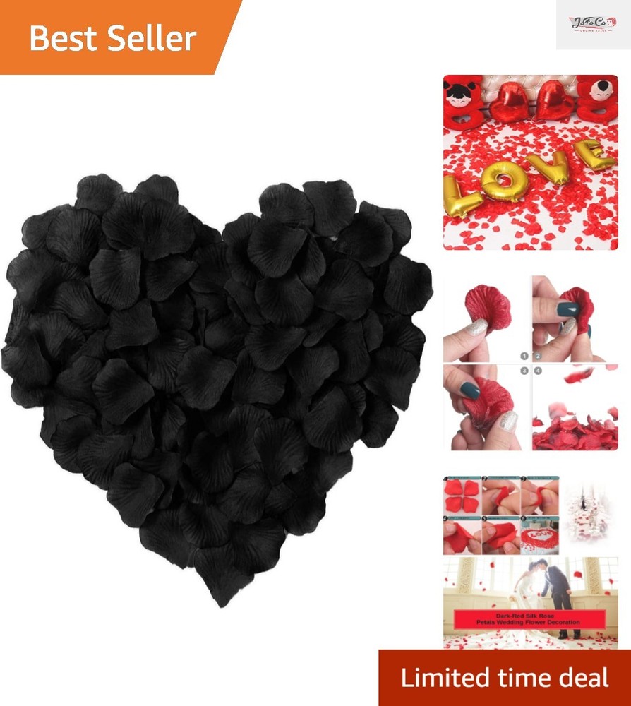 Elegant Black Artificial Silk Rose Petals – 1000 Count for Events & Banquets