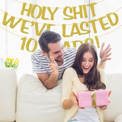 Holy We’ve Lasted 10 Years Banner, 10th Wedding Anniversary Party Decorations…