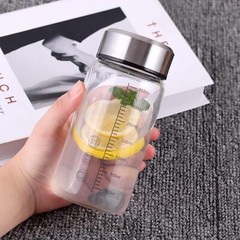TONGRANG-LIFE 12Oz Glass Water Bottle,Glass Shaker Bottle,Small Clear