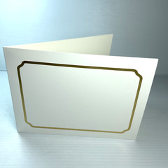 Gold Foil Program Wedding Invitation Card W Picture Photo Corner Cutout Top Fold