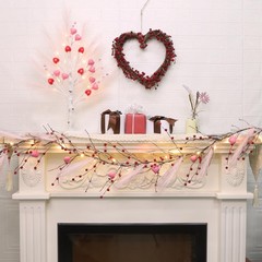 DR.DUDU Valentines Garland, 6 FT Lighted Garlands for Mantle with Red Pink