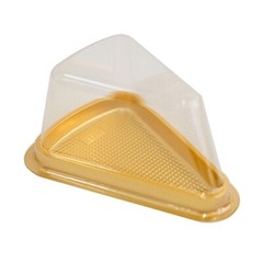 50 GOLD CLEAR Triangle Cake Slice Boxes Plastic Wedding FAVOR HOLDERS Events