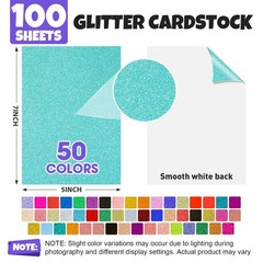 100 Sheets 5″ X 7″ Glitter Cardstock,50 5X7in 100p, 50 Assorted Colors