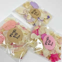 Pink, Lilac, Blue Ivory Dried Biodegradable Wedding Confetti Petal Bags Packets