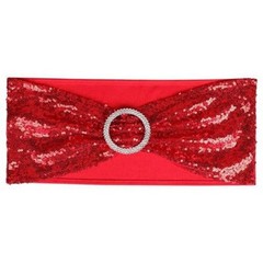 Stretch Chair Cover Bands Bow Decor Slider Sashes Buckle Sequin Wedding Party