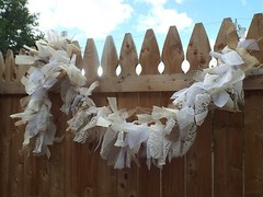 Burlap Wedding Decoration Lace Rag Garland Banner Shabby Cottage Chic 10 feet