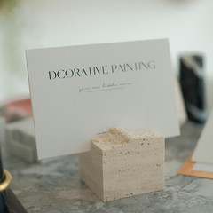 Handmade Natural Travertine Place Card Holders – Set of 4 for Weddings & Events
